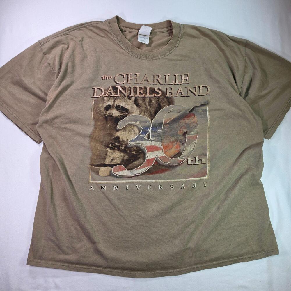 Y2K Charlie Daniels Band Shirt Mens 2XL Beige 30th Anniversary Tour Graphic Tee